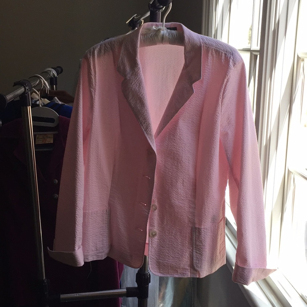Lauren by Lauren pink seersucker jacket.